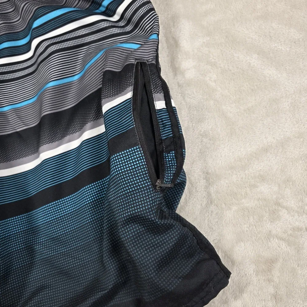 OP Ocean Pacific Mens Surfer Blue Striped Board Swim Shorts Sz M 32-34, Lined